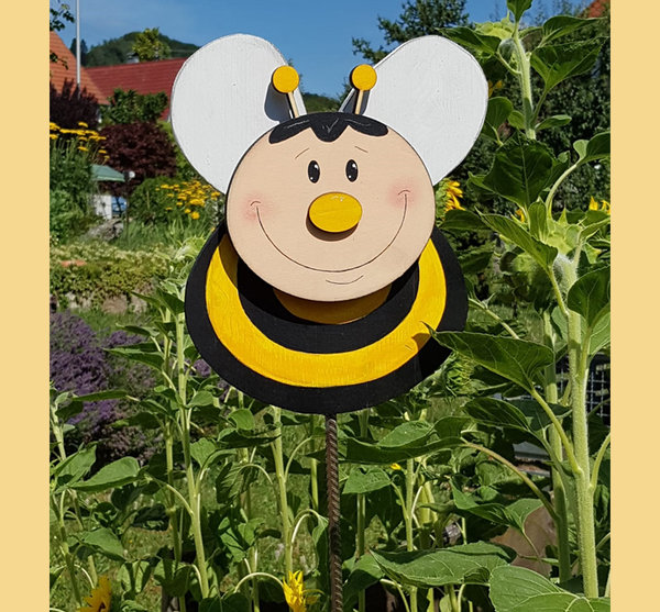 große fliegende Biene als Gartenstecker