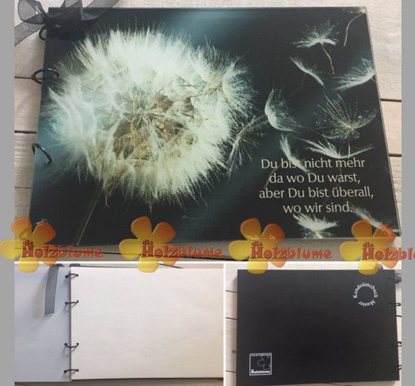 Kondolenzbuch mit Bild und Text auf Acrylglas